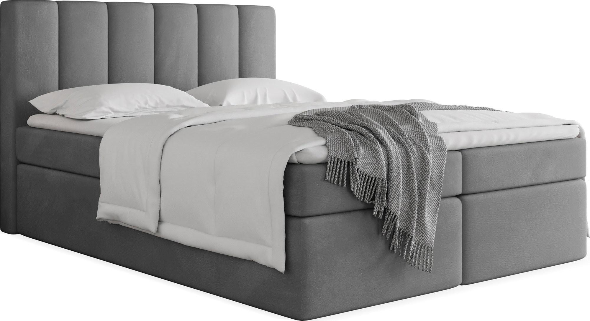 BOXBETT Amira mit Bettkasten, Samt Grau 180/200 cm – 7-Zonen Taschenfederkern-Matratze & Komfortschaum-Topper - Schwarz/Grau, Holz/Holzwerkstoff (180/200cm) - WFL GROUP