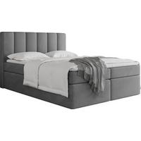 BOXBETT Amira mit Bettkasten, Samt Grau 180/200 cm – 7-Zonen Taschenfederkern-Matratze & Komfortschaum-Topper - Schwarz/Grau, Holz/Holzwerkstoff (180/200cm) - WFL GROUP