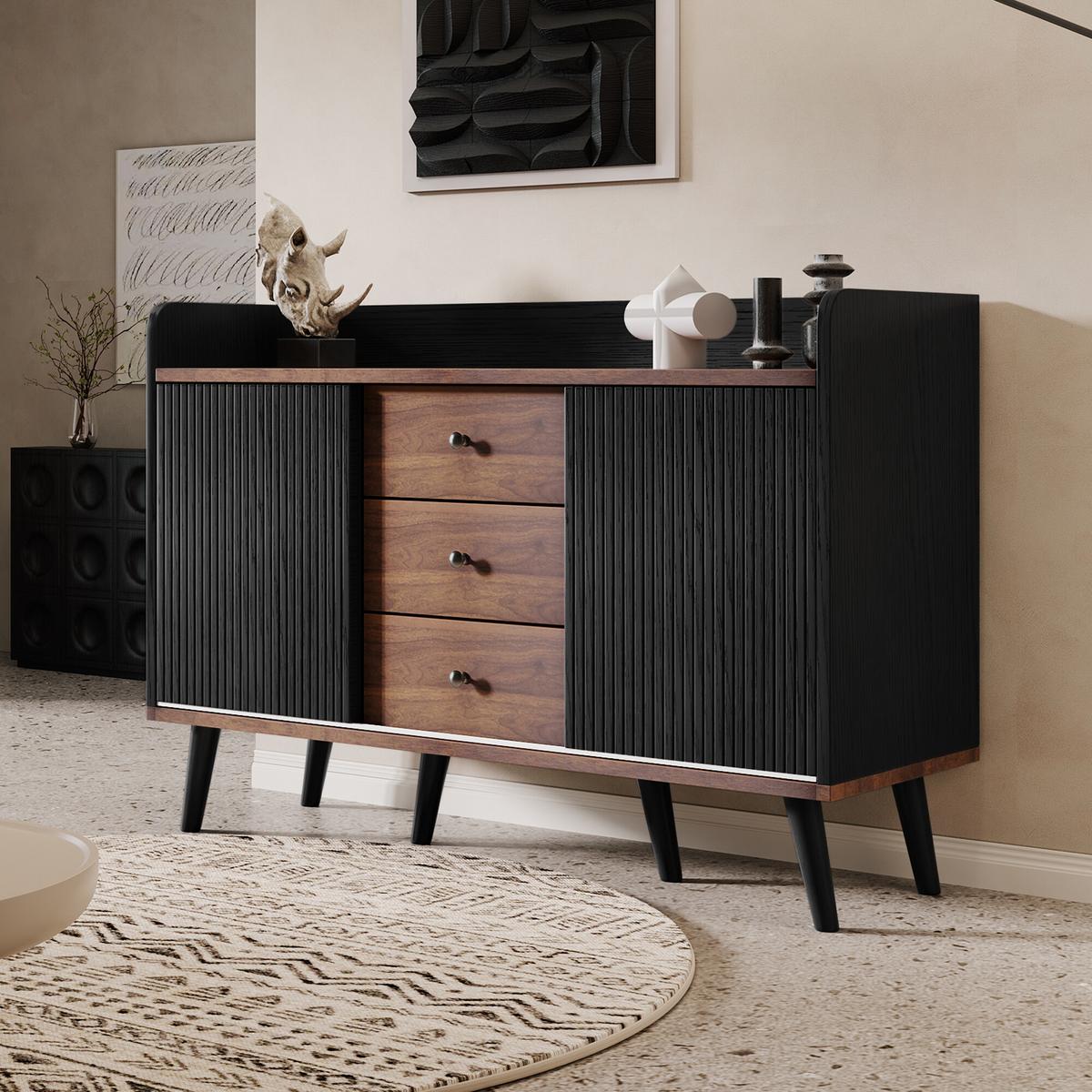 SIDEBOARD Schwarz 117,5/39,5/80 cm - Schwarz, Holzwerkstoff/Metall (39/80/117cm) - Urban Meuble