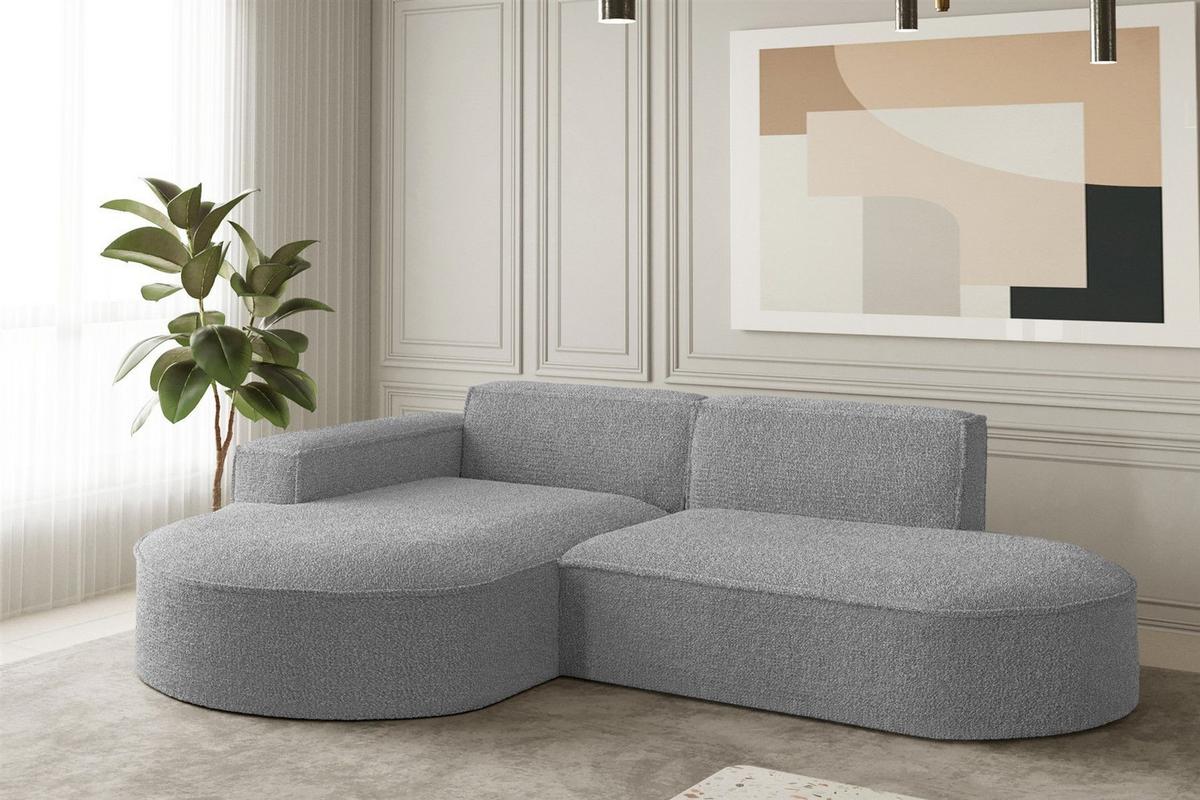 ECKSOFA Palma Xs Ottomane Ascot Bukla - Taupe, Holzwerkstoff/Textil (236/165cm) - Fun Möbel
