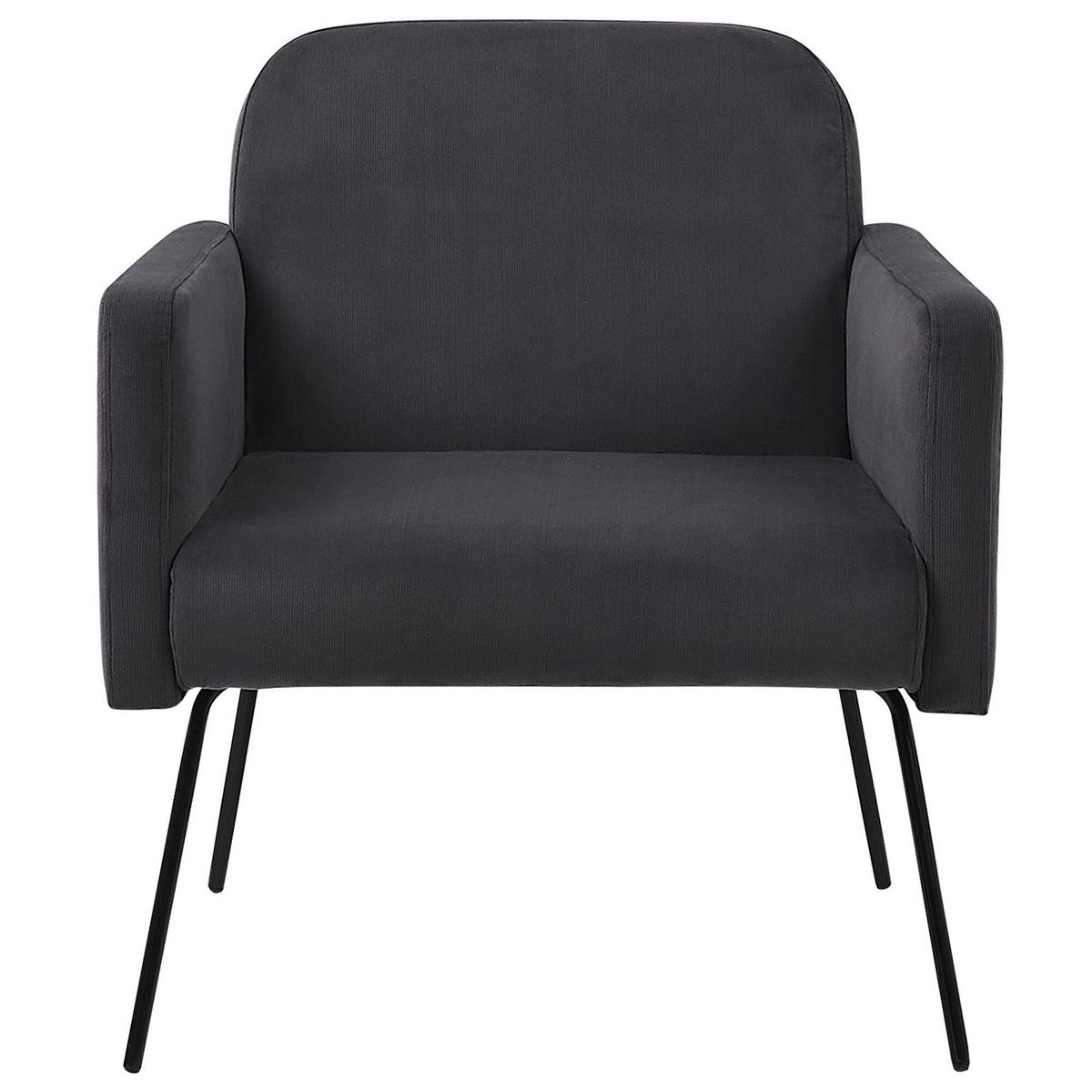 SESSEL Samtstoff Grau Narken - Grau, Textil/Metall (72/77/76cm) - Beliani