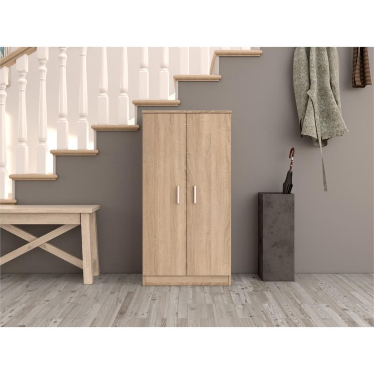SCHUHSCHRANK 2 Türen (30 Paar) Zapateros - H108cm - Eichefarben, Holzwerkstoff (36/108/11.8cm) - Calicosy