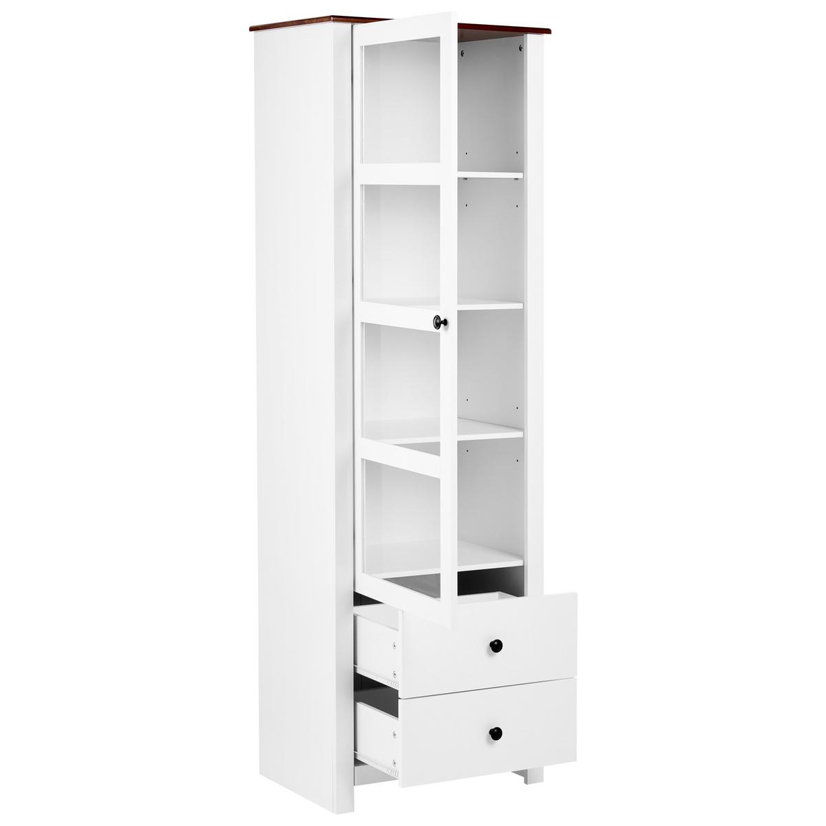 VITRINE mit Glastüren 60 cm Weiß Pimba - Dunkelbraun, Holzwerkstoff (60/180/40cm) - Beliani