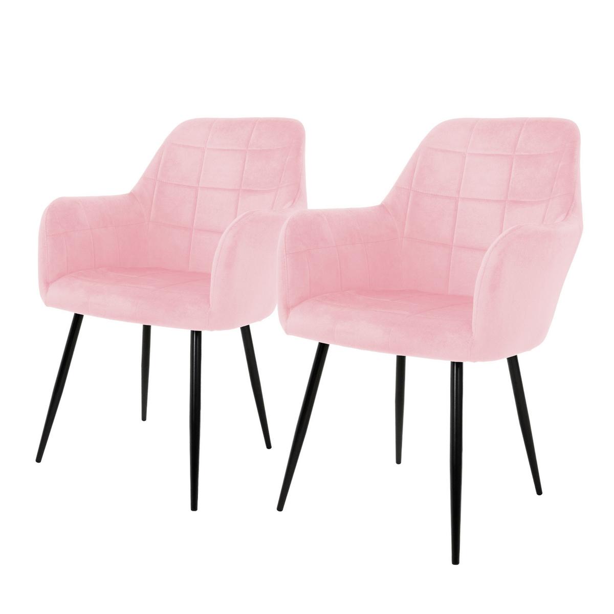 ESSZIMMERSTUHL 4er Set Grau-Rosa Samt - Multicolor, Textil (60/84/58cm) - ECD-Germany