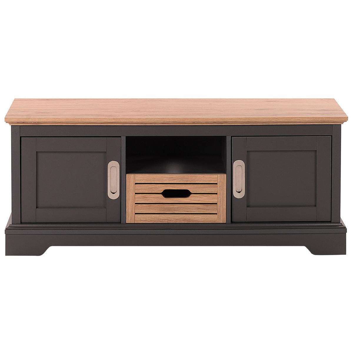 TV-MÖBEL Grau, Hellbraun, GARET 40/120/50 cm - Grau, Holzwerkstoff (120/50/40cm) - Beliani