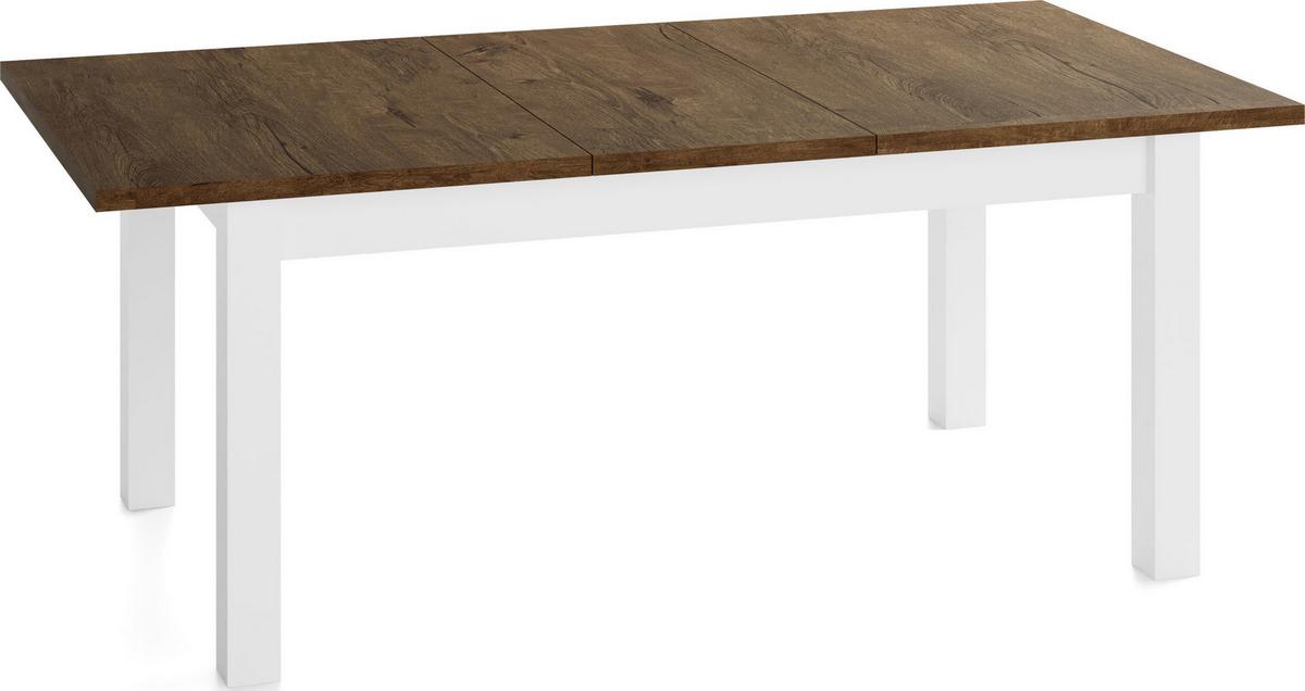 ESSTISCH Lindberg Weiß ausziehbar verlängerbar rechteckig, Eiche Braun Rustikal 140-180/80/77 cm - Alteiche/Weiß, Holz/Holzwerkstoff (80/180/76.5cm) - WFL GROUP