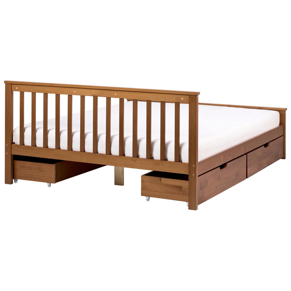 BETT mit 4 Schubladen 160/200 cm Kiefernholz Braun Olendon - Braun, Holz (160/200cm) - Beliani