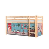 KINDERBETT Karolina 210x114x106 Massivholz Natur Textilset Pet Shop - Blaugrau/Kieferfarben, Holz (90/200cm) - 58aufmkessel