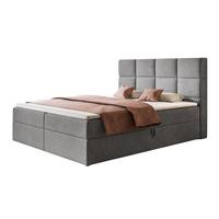 BOXBETT ROMA mit 2 Bettkästen, 180x200, Farbe: Grau, Velourstoff, Doppelbett mit Bonell-Matratze - Grau, Holz/Kunststoff (180/200cm) - Alpi-Möbel