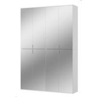 SCHUHSCHRANK weiß 122 x 193 cm, Garderobe 8 Türen mit Spiegel, Garderobenmöbel - Weiß Hochglanz/Silberfarben, Holzwerkstoff/Kunststoff (122/193/34cm) - Inn.Furn