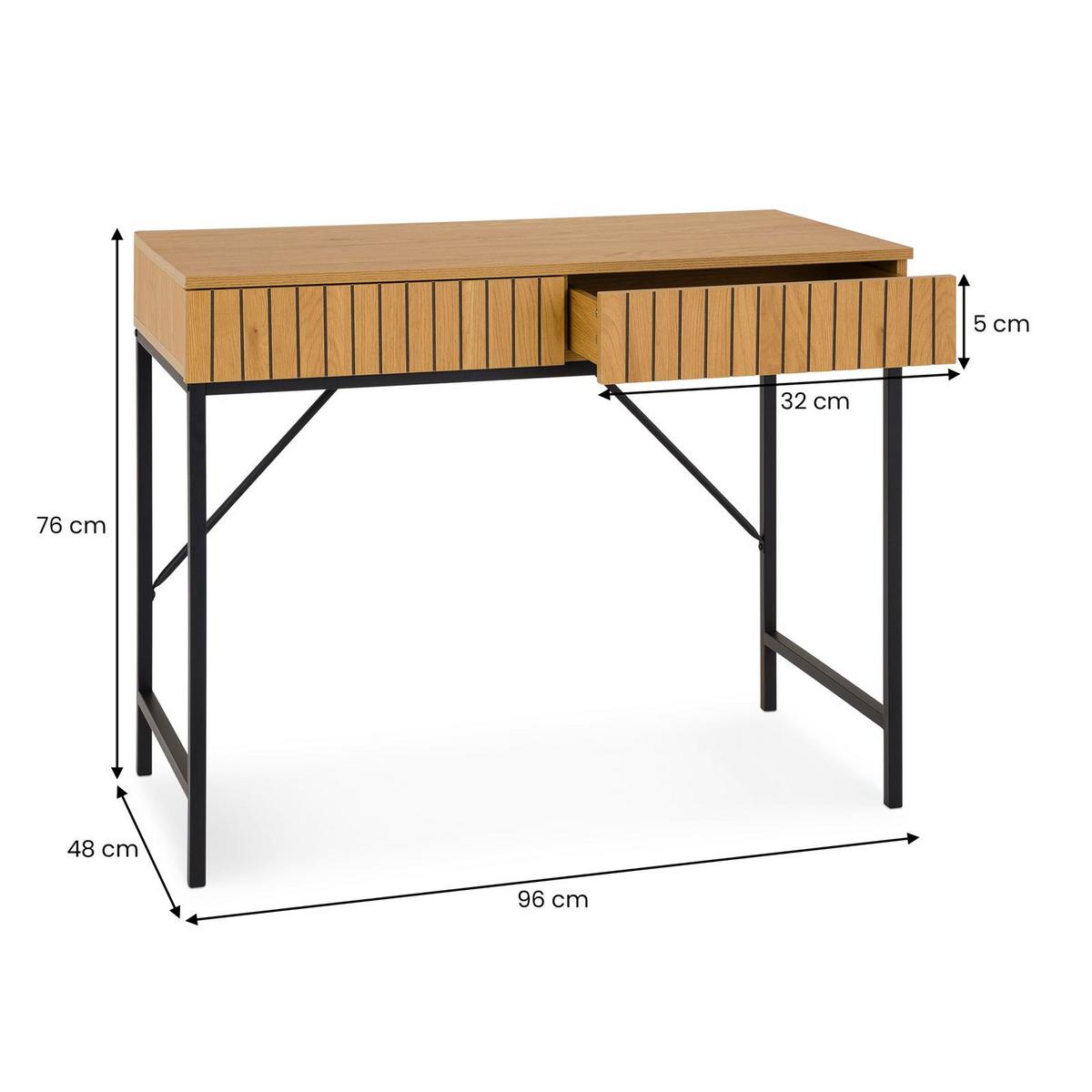 SCHREIBTISCH PALE - Schwarz, Holzwerkstoff/Metall (48/95/76cm) - IDIMEX