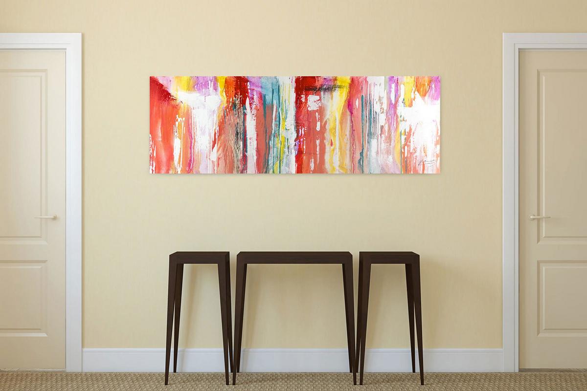 ÖLGEMÄLDE 150/50 cm - Rot/Multicolor, Holz/Textil (150/50cm) - KUNSTLOFT