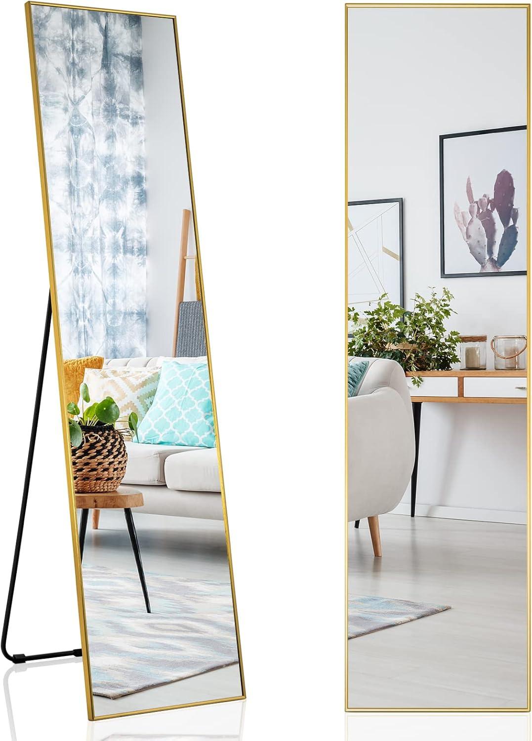GANZKÖRPERSPIEGEL Gold - Goldfarben, Glas (160/2/40cm) - COSTWAY