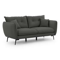 3-SITZER-SOFA Nordloft Dunkelgrau Samt - Dunkelgrau/Schwarz, Holz/Textil (204/86/100cm) - S-Style Möbel