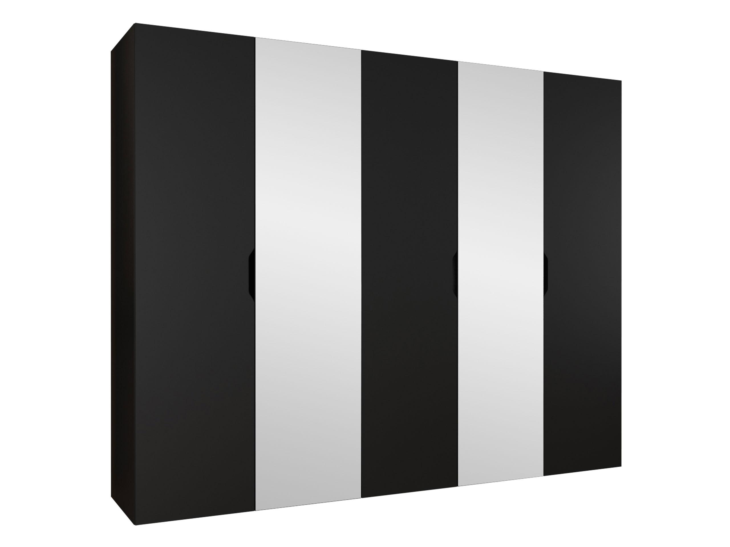 DREHTÜRENSCHRANK Malaga 250 mit Frontspiegel - Schwarz, Holzwerkstoff (250/202/52cm) - MIRJAN24
