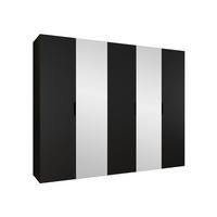 DREHTÜRENSCHRANK Malaga 250 mit Frontspiegel - Schwarz, Holzwerkstoff (250/202/52cm) - MIRJAN24
