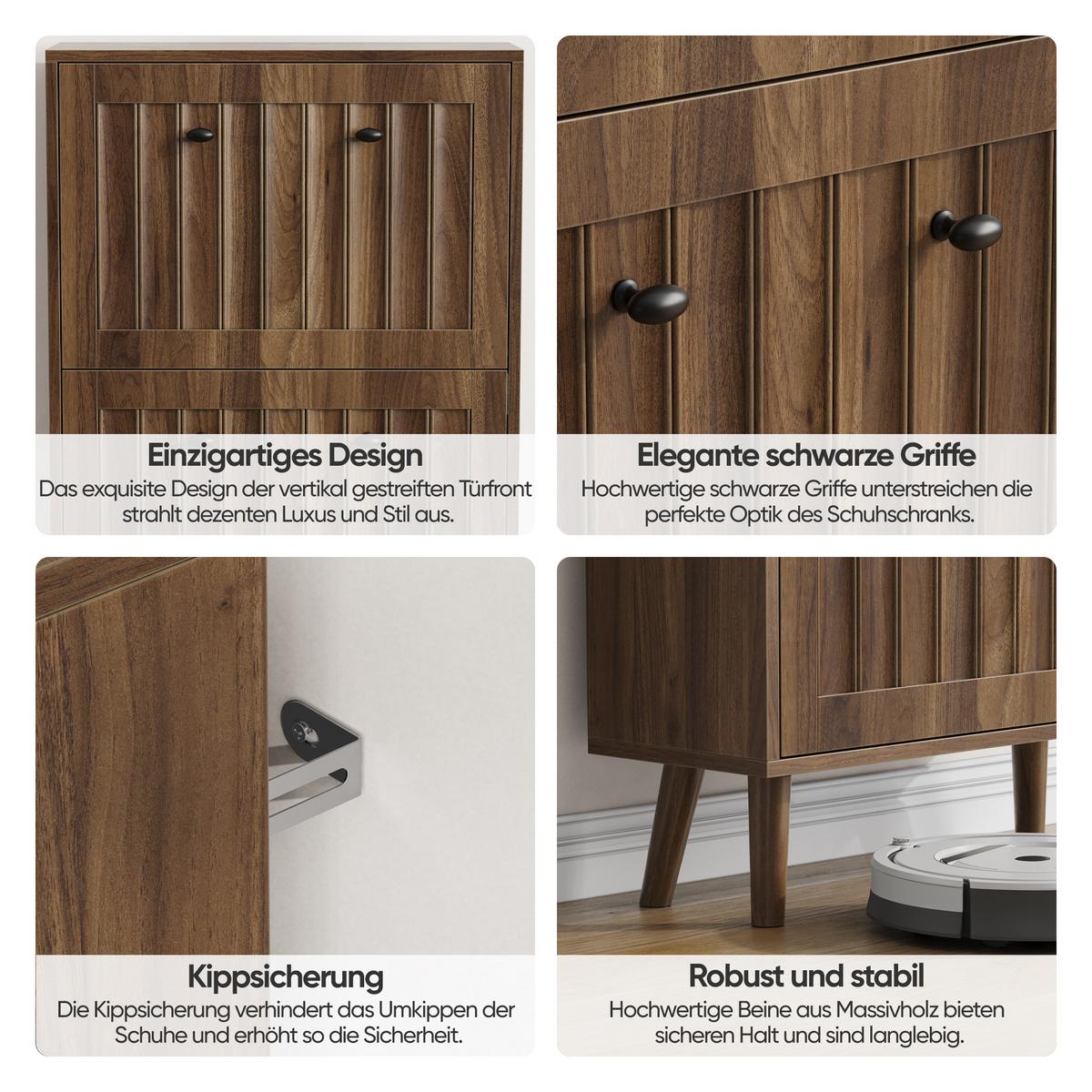SCHUHSCHRANK 60 cm hoch, walnussfarben - Walnussfarben, Holzwerkstoff (60/95/24cm) - Urban Meuble