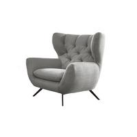 SESSEL CHARME Hellgrau Cord - Hellgrau/Schwarz, Textil/Metall (100/106/95cm) - KAWOLA