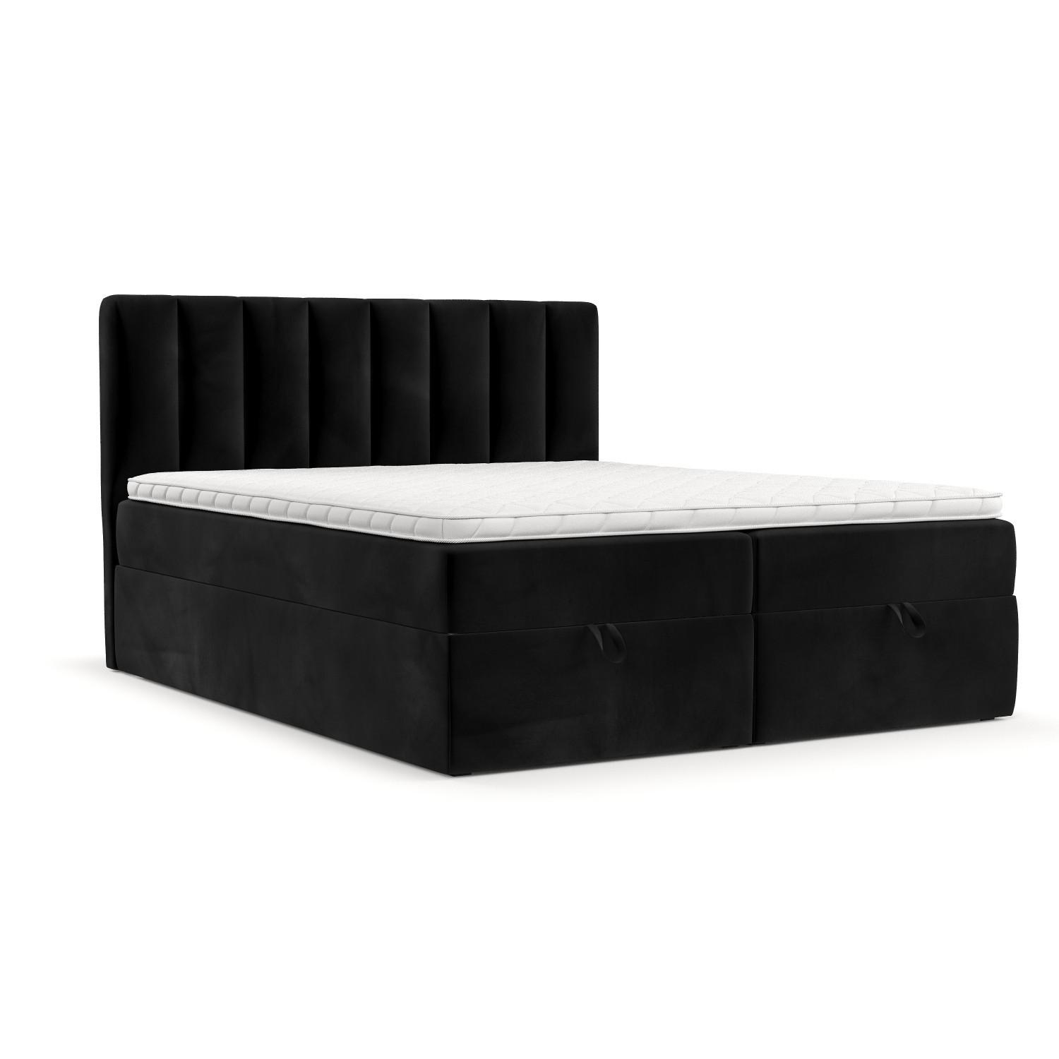 BOXBETT Lusso 180/200 cm Schwarz im Kronos Stoff - Schwarz, Holz/Holzwerkstoff (180/200cm) - AltaBeds