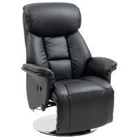 RELAXSESSEL Fernsehsessel mit Manuell Verstellbar Rückenlehne, Fußteil Schwarz - Schwarz, Leder (78/109/80cm) - HOMCOM