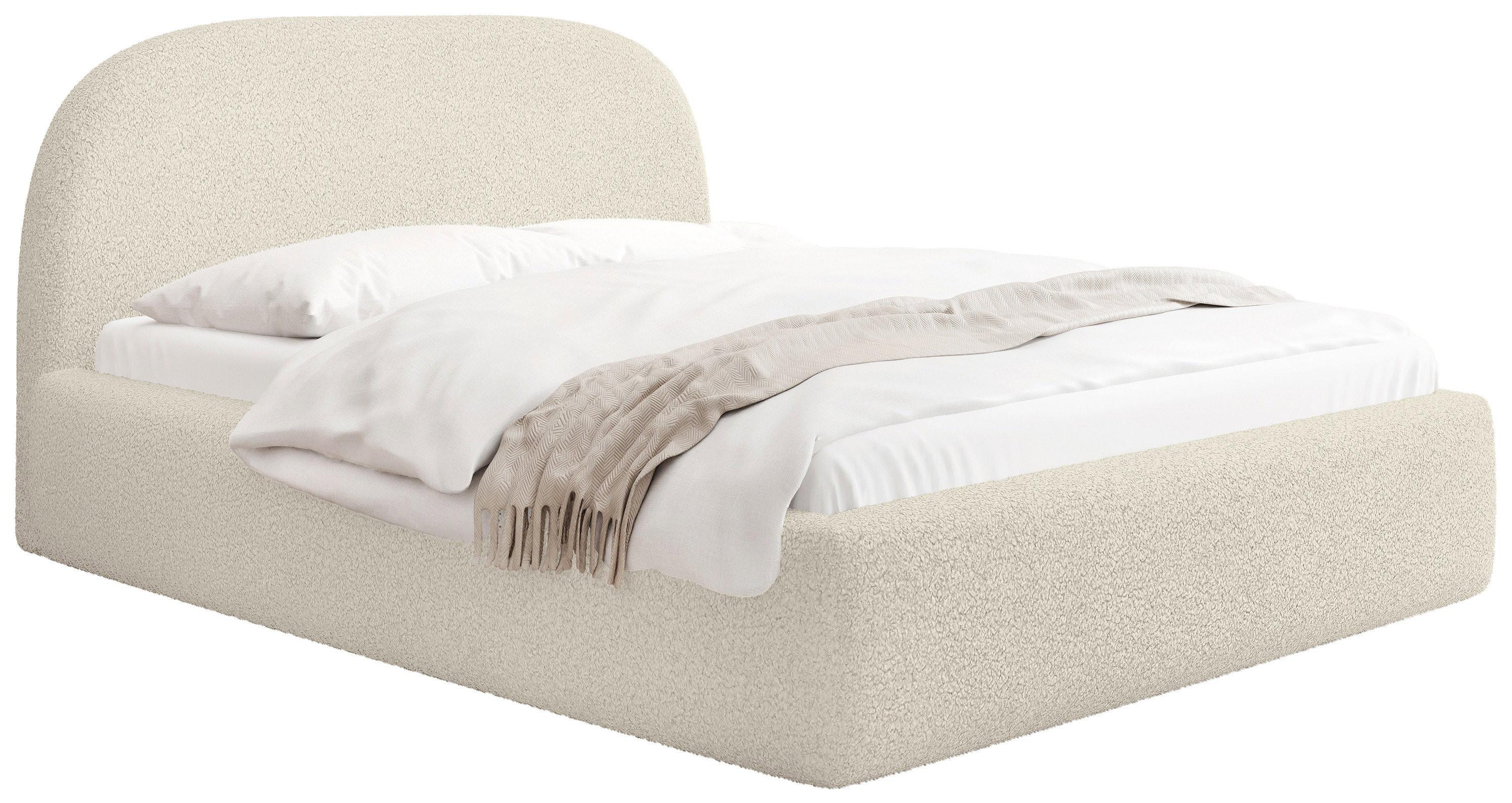 POLSTERBETT Puro mit Bettkasten, Creme Boucle 120 x 200 cm – mit Metall-Lattenrost - Birkefarben/Creme, Holzwerkstoff/Kunststoff (120/200cm) - WFL GROUP