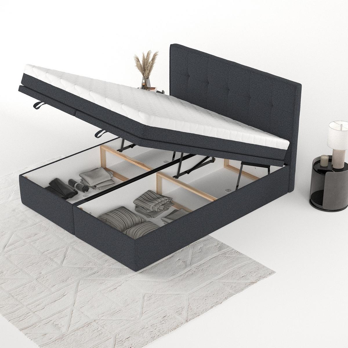BOXBETT Arivo 160/200 cm Anthrazit im Riva Stoff - Anthrazit/Schwarz, Holz/Holzwerkstoff (160/200cm) - AltaBeds