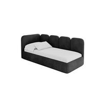 EINZELLBETT Jugendbett mit Bettkasten, Rechts - VELY 80x200 Schwarz - Anthrazit, Holzwerkstoff/Textil (80/200cm) - ALTDECOR