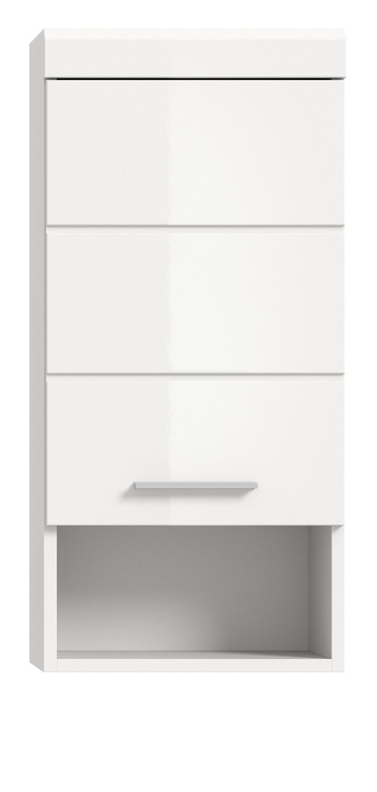 HÄNGESCHRANK weiß Hochglanz 37 x 79 cm, Badschrank hängend - Weiß Hochglanz/Silberfarben, Holzwerkstoff/Kunststoff (37/79/24cm) - Inn.Furn