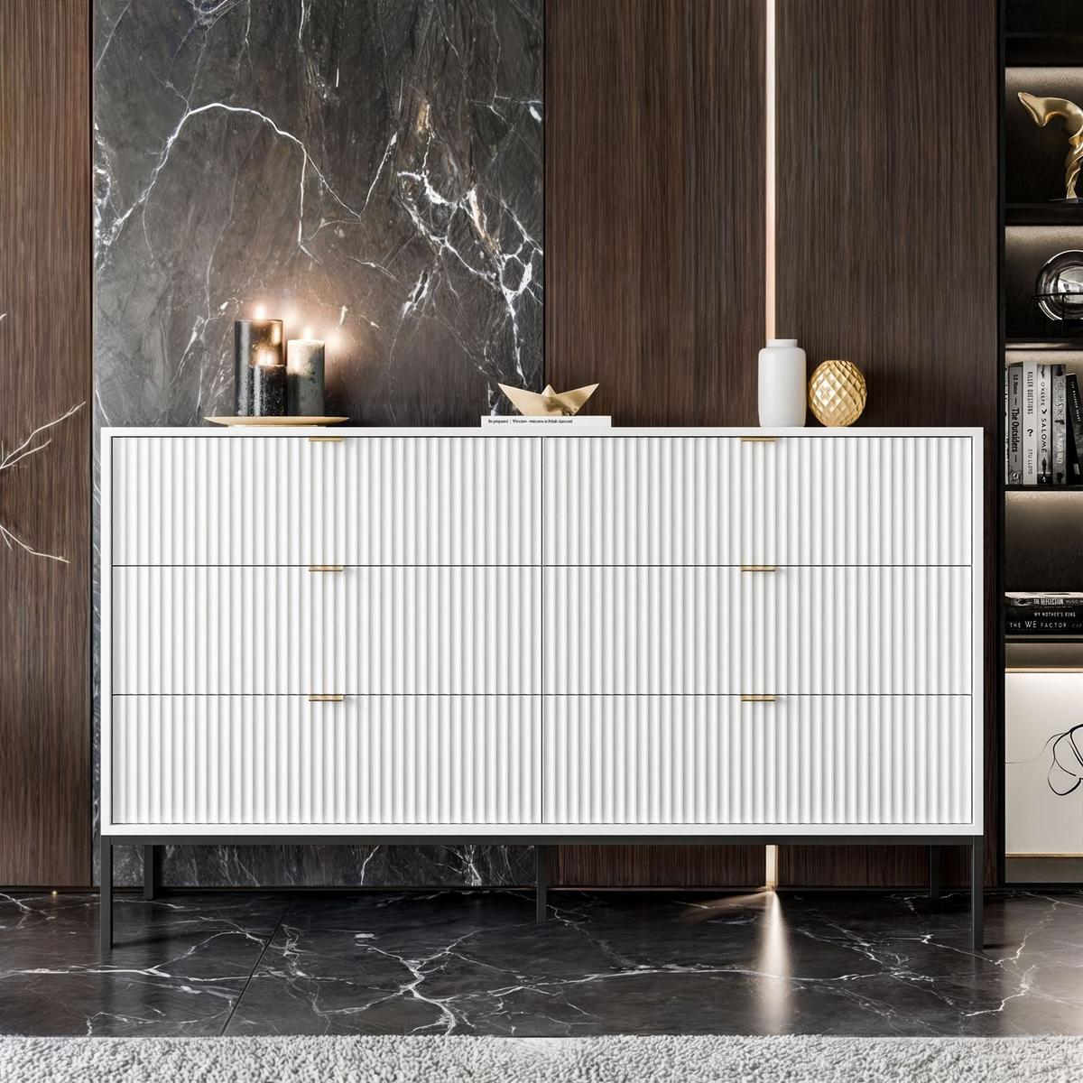 SIDEBOARDS CORTADO KS154 MIT SCHUBLADEN WEISS - Weiß, Holzwerkstoff (154/91/39cm) - Lookway