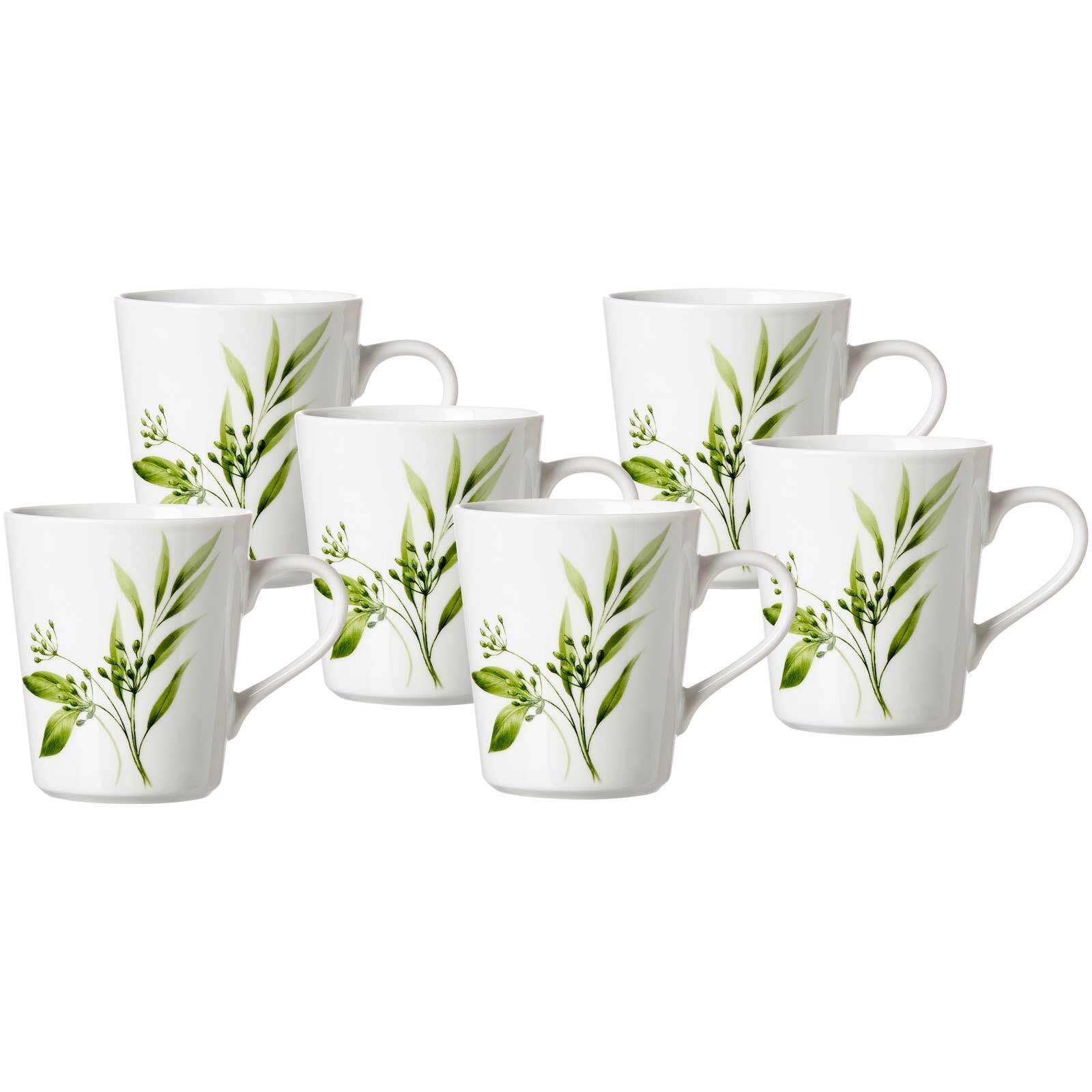 KAFFEEBECHER Evora weiß-grün 300 ml 6er Set - Weiß/Grün, Keramik (0.3L) - Ritzenhoff Breker