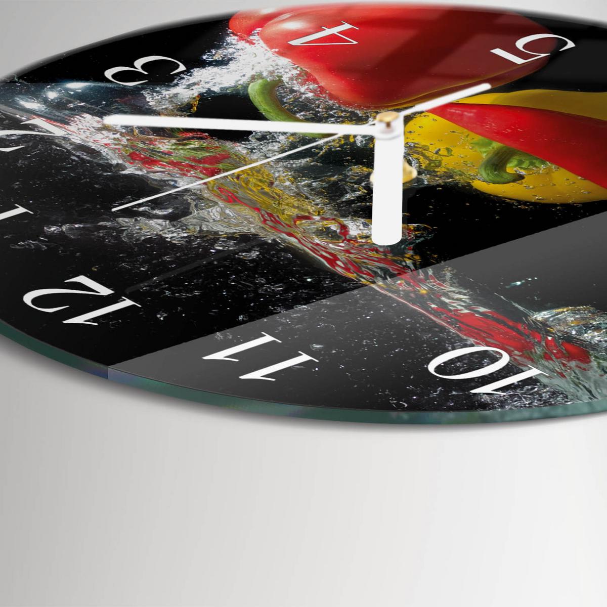 WANDUHR aus Glas Ø30 cm - Pfeffer - Schwarz, Glas (30/30/0.4cm) - TULUP