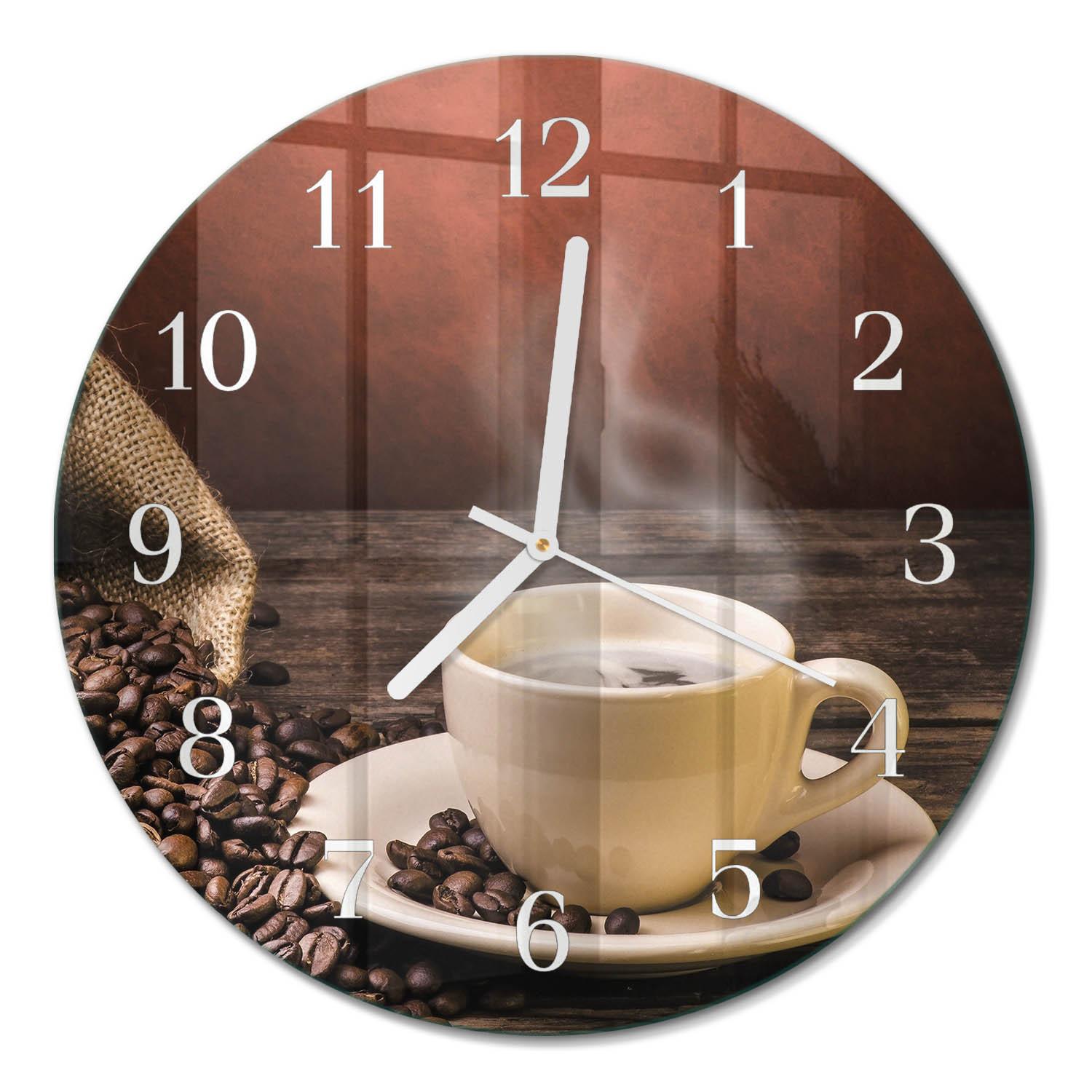 WANDUHR aus Glas Ø30 cm - Kaffee - Braun, Glas (30/30/0.4cm) - TULUP