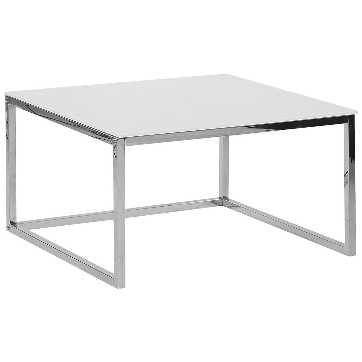 COUCHTISCH 2er-Set Quadratisch Weiß/Silber Brea - Weiß, Glas (60/60/35cm) - Beliani