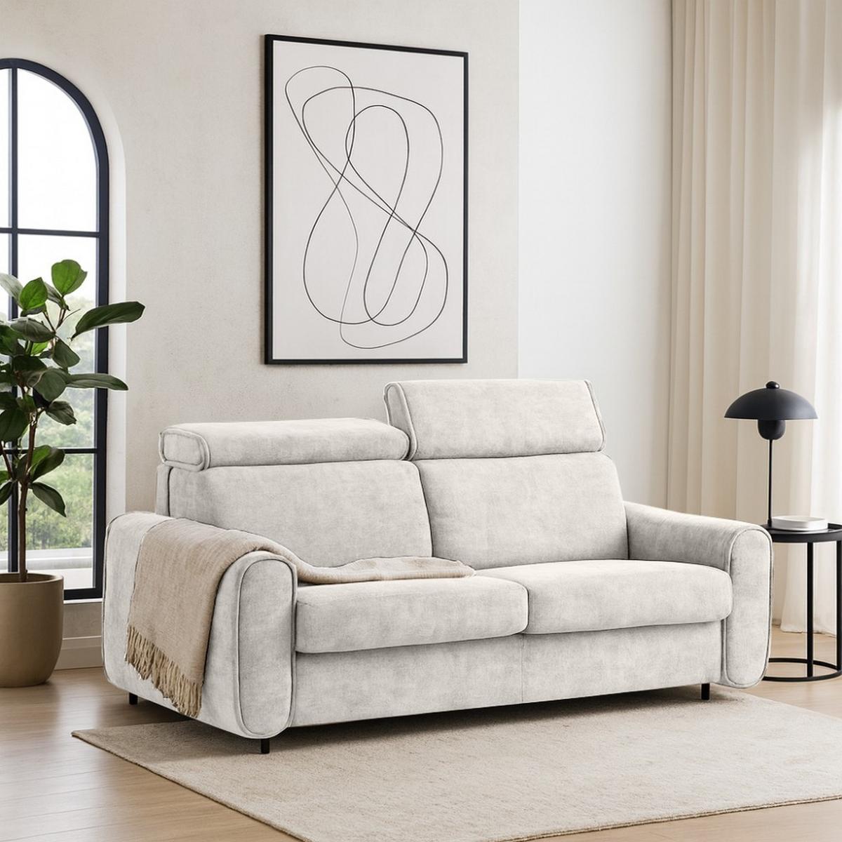 SCHLAFSOFA Pavarti mit italienischem Gestell, 180x195, Beige - Beige/Schwarz, Holzwerkstoff (234/88/100cm) - Beautysofa