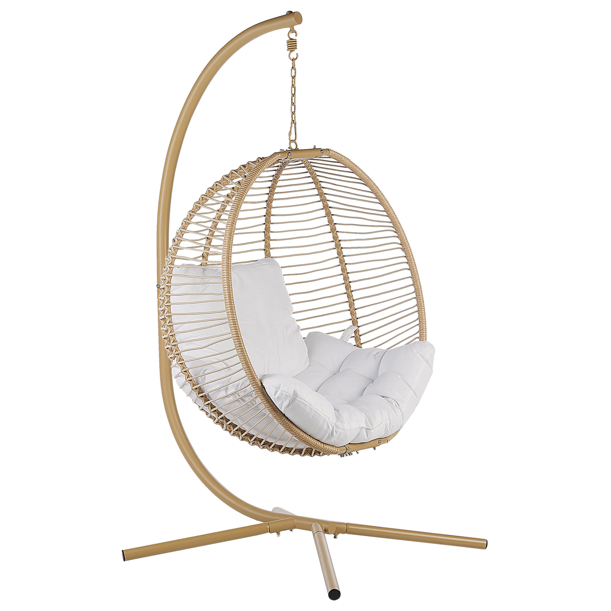 HÄNGESESSEL mit Gestell Flechtseil Beige 98/100 cm Arco - Beige, Textil (100/197/98cm) - Beliani