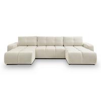 WOHNLANDSCHAFT DUCA U Beige Jersey mit Schlaffunktion - Beige, Holz (359/88/177cm) - MASSENO