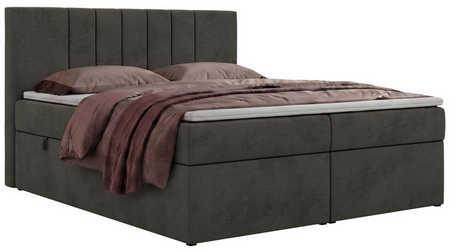BOXBETT INERO 160/200 - Dunkelgrau Velvet - Topper Visco - H3 - Dunkelgrau/Schwarz, Kunststoff/Textil (160/200cm) - MKS