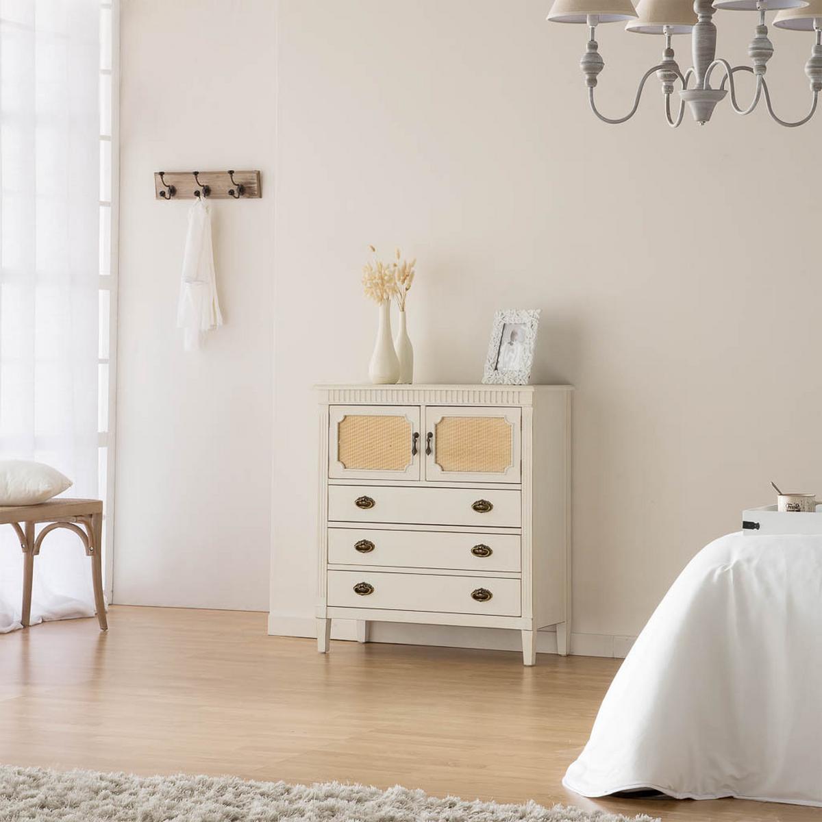 KOMMODE aus Holz, weiß, 82x36x90cm - Weiß, Holz (82/90/36cm) - Wanderlust
