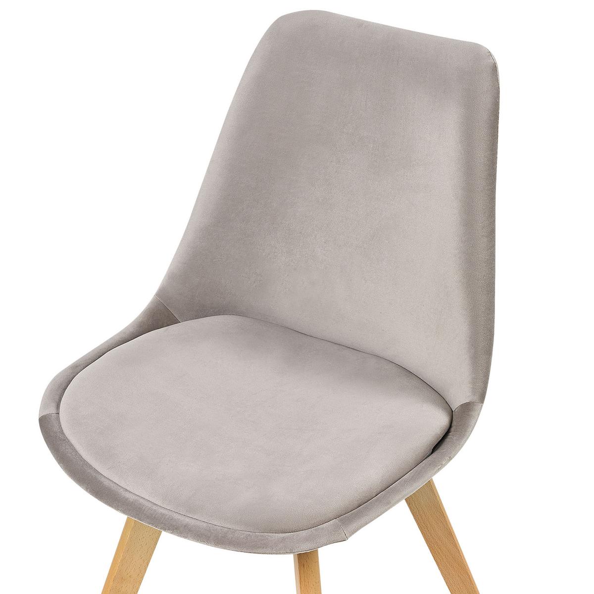 ESSZIMMERSTUHL 2er-Set Samtstoff Beige Dakota - Beige, Holz/Textil (47/84/57cm) - Beliani