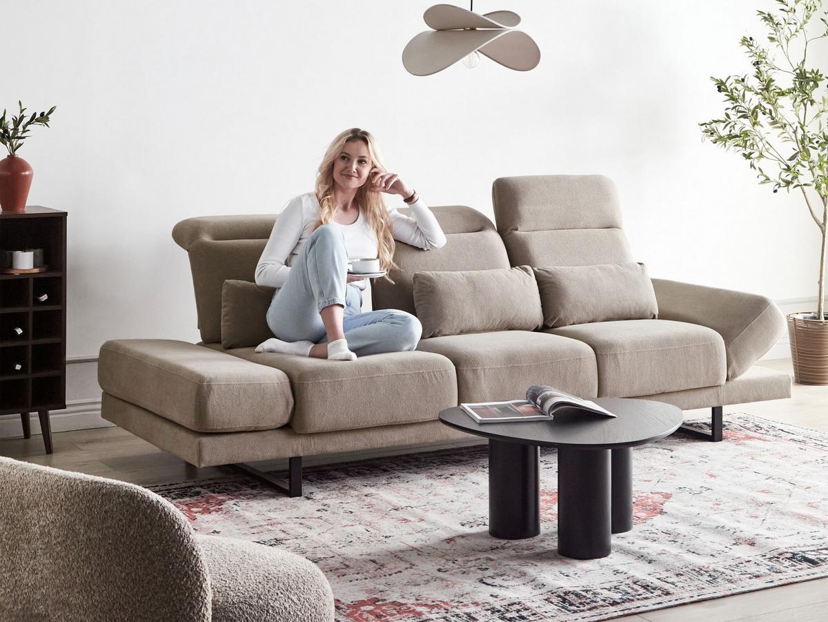 3-SITZER-SOFA Stoff Taupe Ikast - Taupe, Textil (255/87/105cm) - Beliani