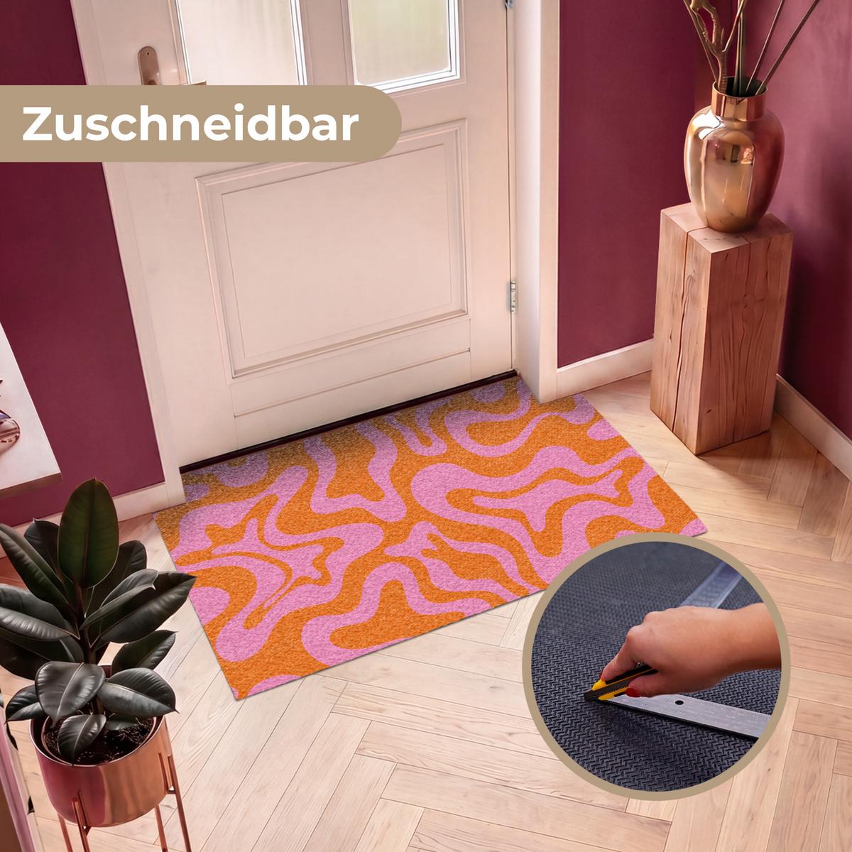 FUSSMATTE Muster - Rosa - Orange - Abstrakt - Modern Türmatte 120x80 cm - Pink, Kunststoff (120/0.4cm) - MuchoWow