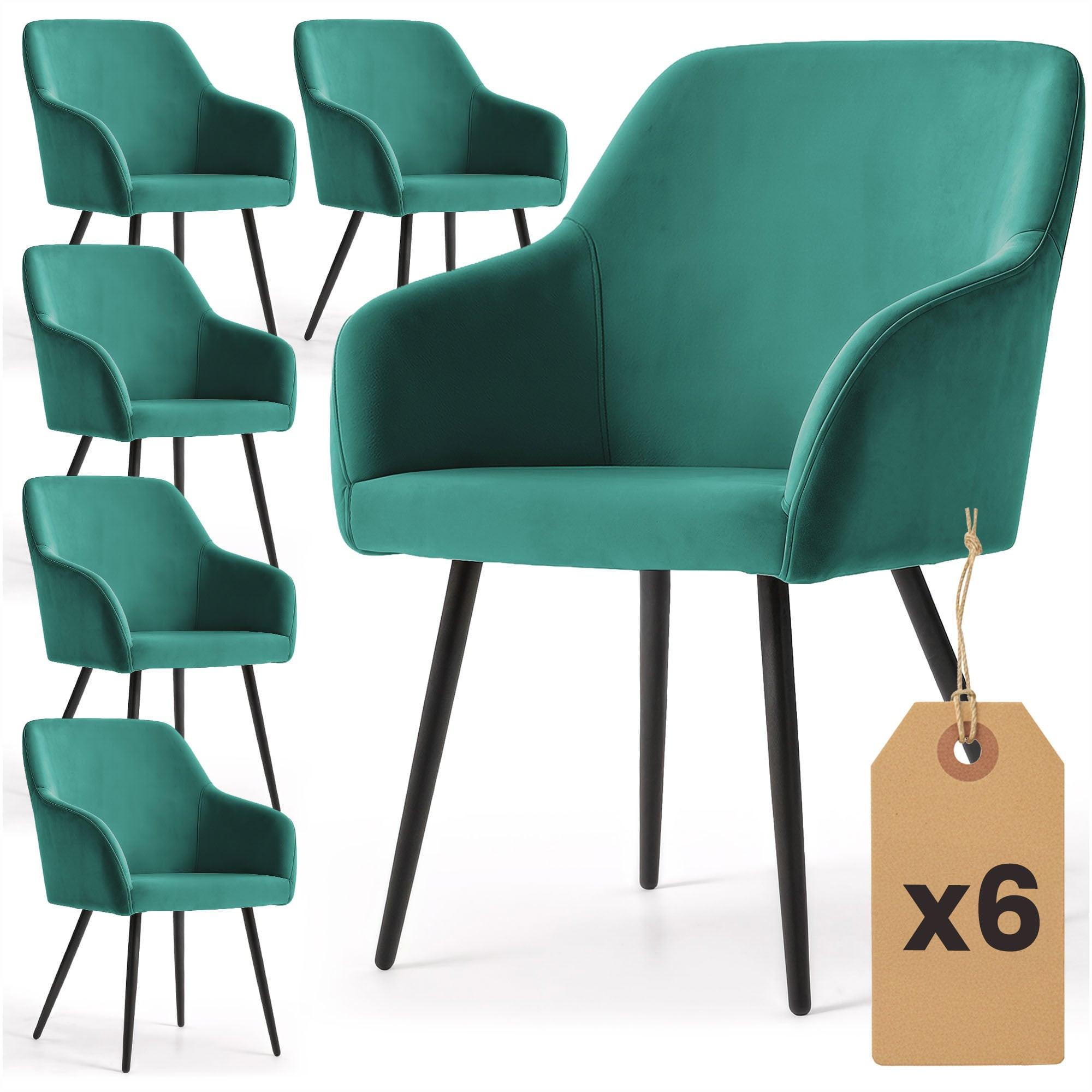 POLSTERSTUHL 6er Set, Metallbeine Grün, Schwarz 54,5/83/58 - Schwarz/Grün, Textil (55/83/51cm) - RAUMHIRSCH FURNITURE