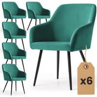 POLSTERSTUHL 6er Set, Metallbeine Grün, Schwarz 54,5/83/58 - Schwarz/Grün, Textil (55/83/51cm) - RAUMHIRSCH FURNITURE