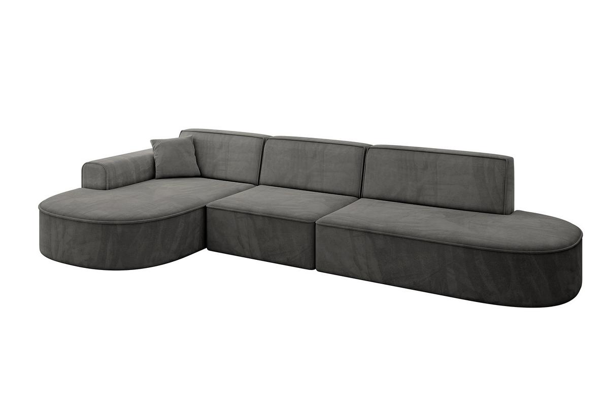 ECKSOFA Ottomane Links MARI-L2 - 328x171x79 cm Dunkelgrau Velours - Dunkelgrau/Schwarz, Holzwerkstoff/Kunststoff (328/171cm) - ALTDECOR