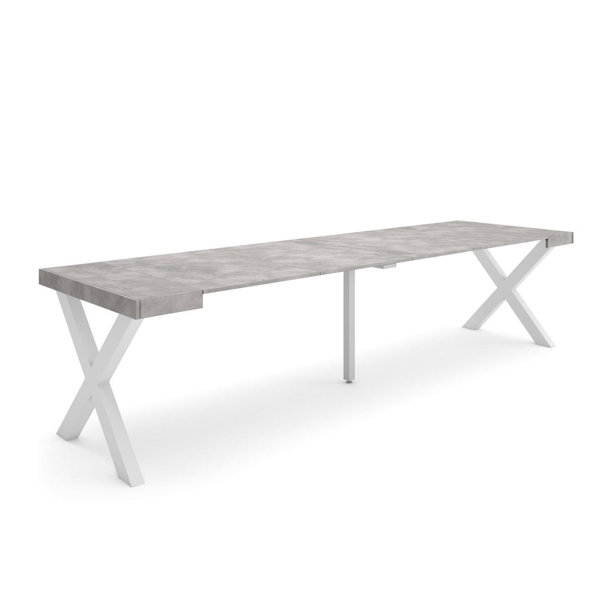 KONSOLENTISCH ausziehbar 58 bis 302cm, für 14 Gäste, zementgrau, 90/58/73cm - Grau, Holzwerkstoff (90/302/73cm) - Skraut Home