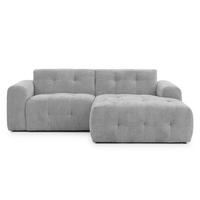 ECKSOFA mit Ottomane rechts, raffinierten Steppungen, Wellenunterfederung, B234/T161/H79 cm, Chenille-Bezug in Hellgrau / 21043 - Hellgrau/Schwarz, Kunststoff/Textil (234/79/161cm) - luma-home