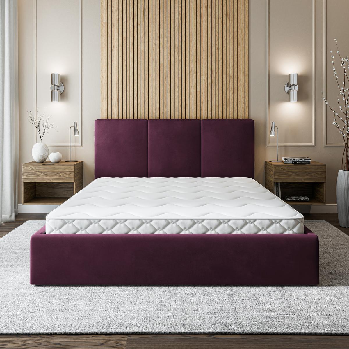 POLSTERBETT AZURI 140x200 cm mit Bettkästen - Violett - Violett, Holz (140/200cm) - MASSENO