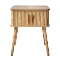 NACHTTISCH mit Eichenmuster 2 Schiebetüren H59 cm - Ernest - Apfelbaumfarben, Holzwerkstoff (35/58.5/48cm) - Calicosy