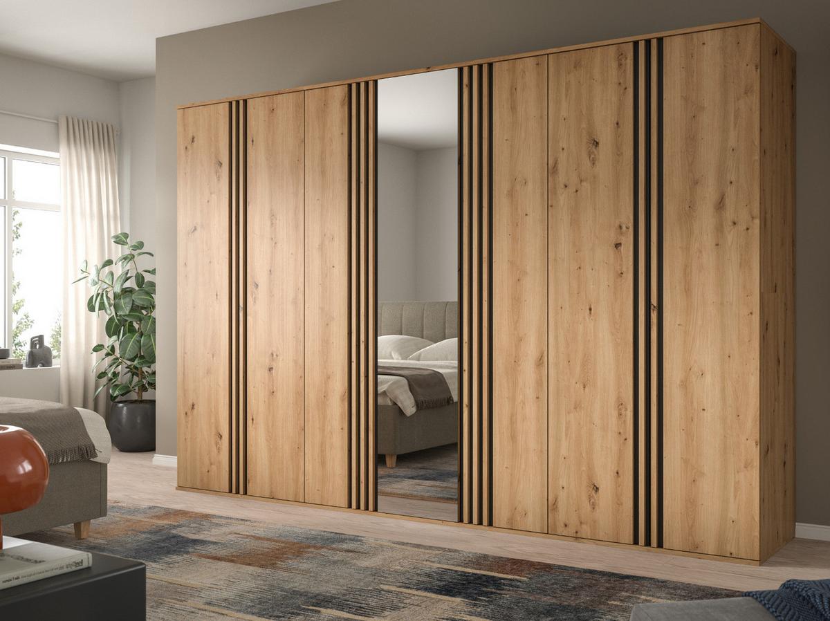 KLEIDERSCHRANK Eiche Artisan, grau 160 x 192 cm, Wäscheschrank 4-türig - Anthrazit/Eiche Artisan, Holzwerkstoff (160/192/56cm) - Inn.Furn