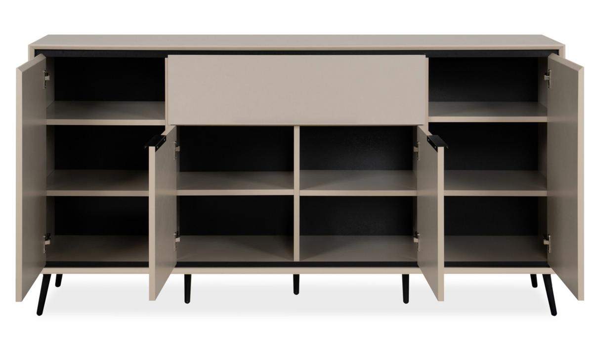 SIDEBOARD Sand und Schwarz 175 x 90 cm, Kommode mit Soft-Close-Funktion - Sandfarben/Schwarz, Holzwerkstoff/Kunststoff (175/90/38cm) - Furn.Design
